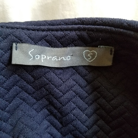 Soprano Navy Blue Quilted Chevron Mini Dress - Picture 6 of 7